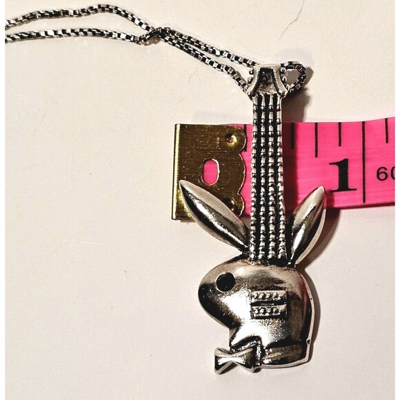 925K PLAYBOY BUNNY GUITAR PENDANT w BOX CHAIN 19" SOLID SILVER CRYSTAL EYE RARE! - Picture 9 of 14
